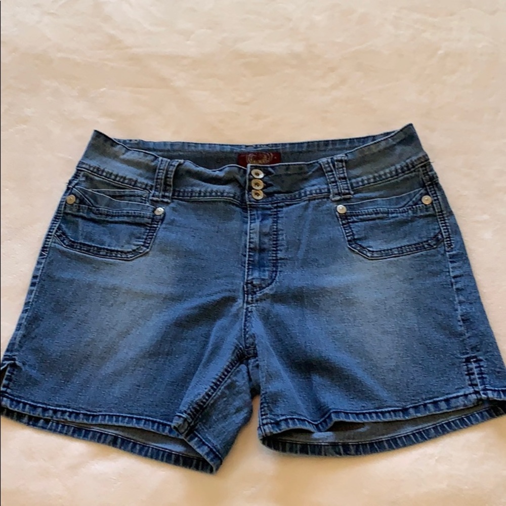 Medium blue denim shorts